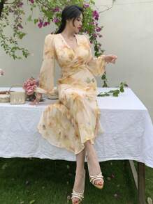 [GX364] Dress Floral Print Chiffon