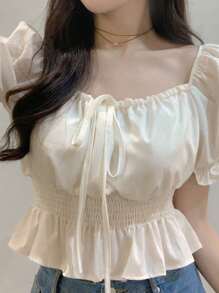 Blouse Short Tie-Waist Puff (S)