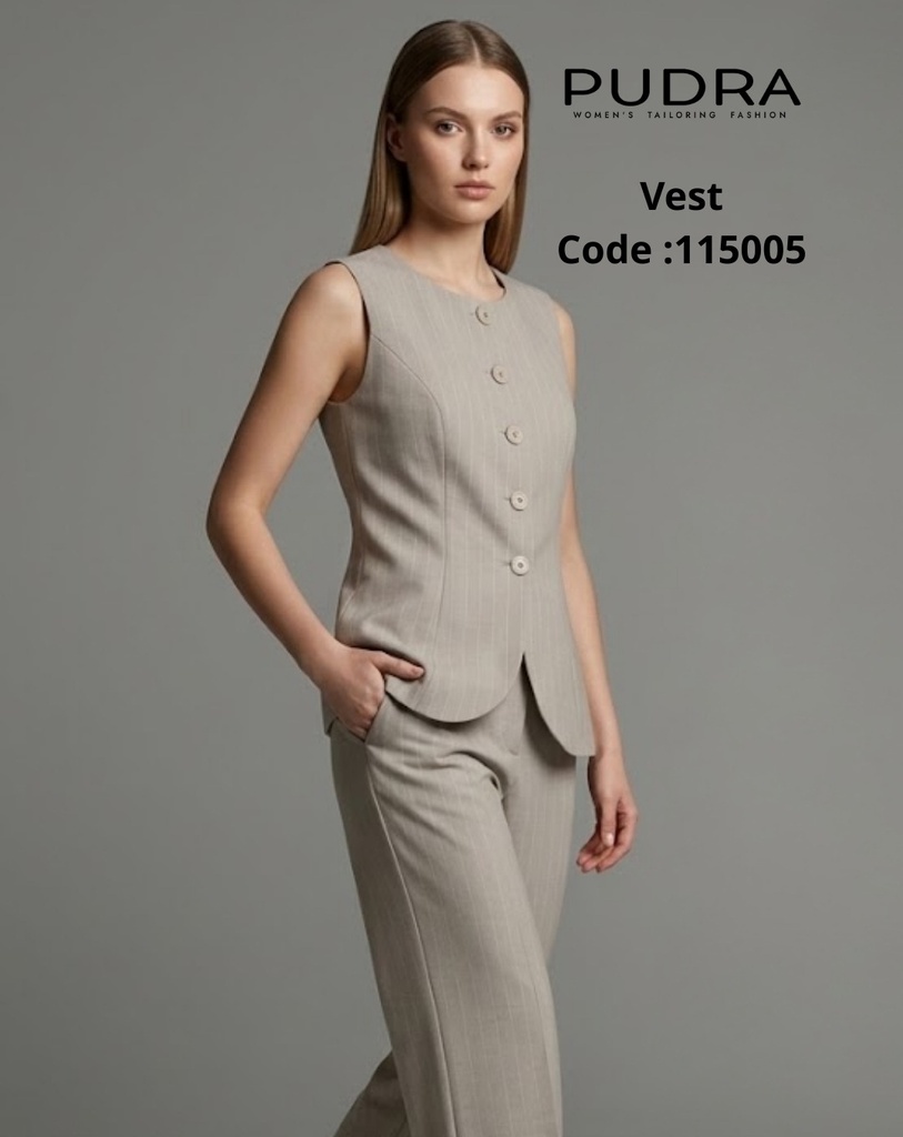 [L0HE] Beige- Women's Pinstripe Vest