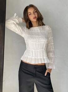 Blouse Chiffon Contrast Lace (XS)