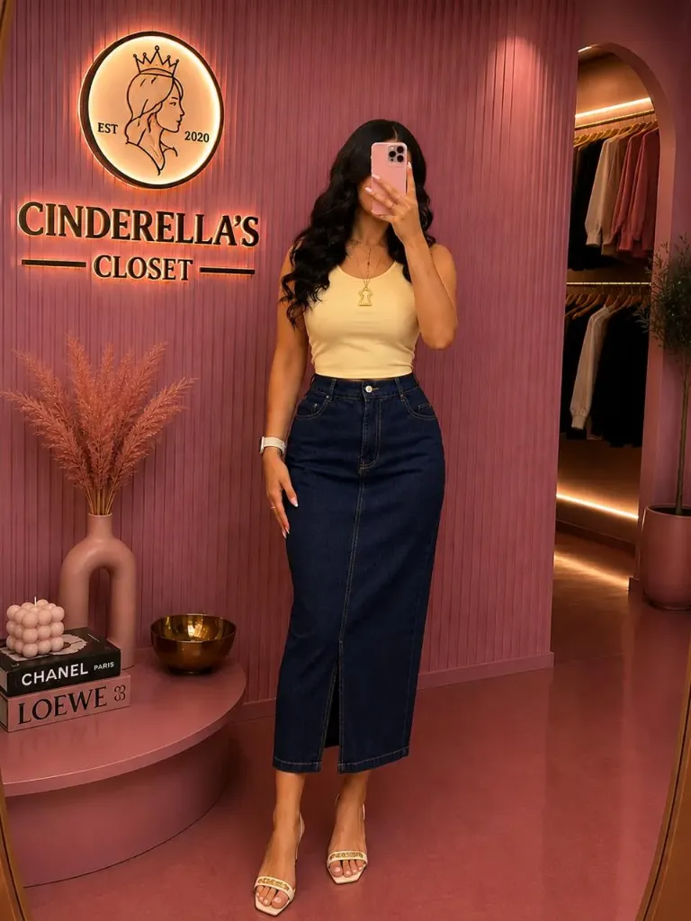 Denim Maxi Skirt (S)