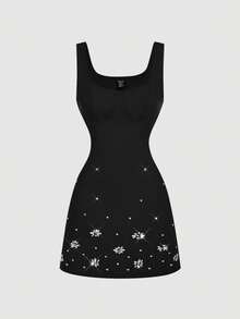Dress Rhinestone Embellished Pink
