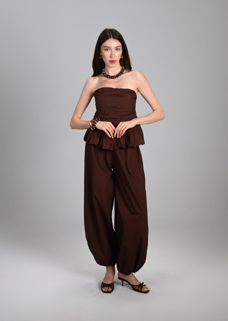 Chocolate Brown Peplum Set (S)