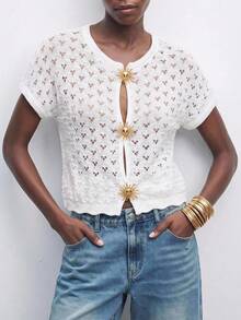 MAIJA White Crop Top (White / S)