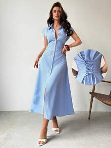 Firerie Blue and White Midi Dress (Blue and White / XS)